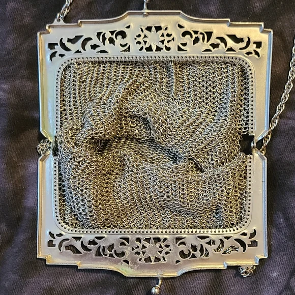 Antique Vintage Whiting & Davis Silver Tone Mesh Chain Purse Handbag - Picture 6 of 7
